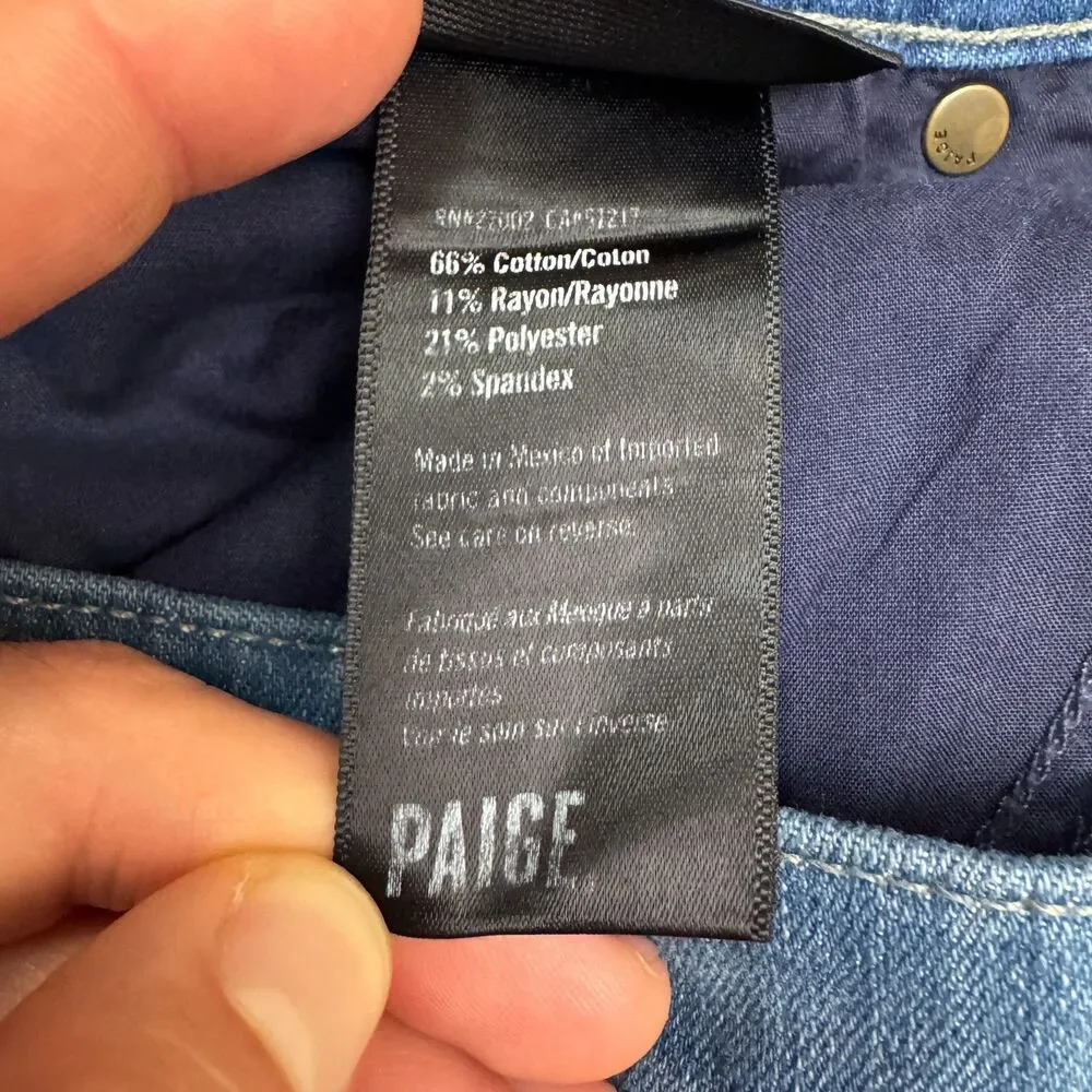 Paige Federal Hammonds Straight Slim Denim Jeans Men 34 Blue Medium Wash Stretch